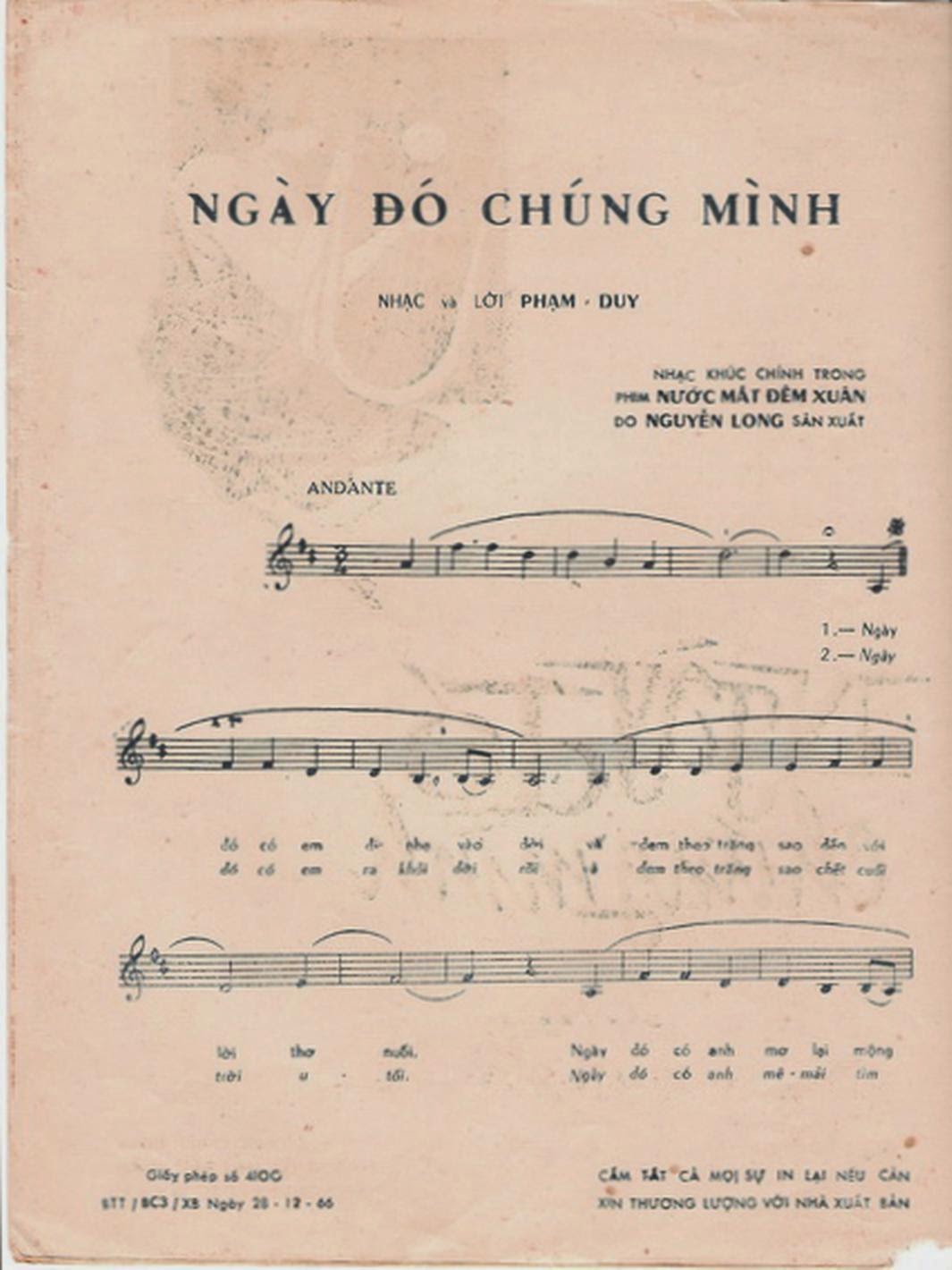 Ngày đó chúng mình (Phạm Duy) – Sheet nhạc Piano