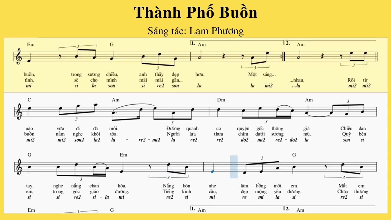 Sheet & Dịch nốt: Thành Phố Buồn