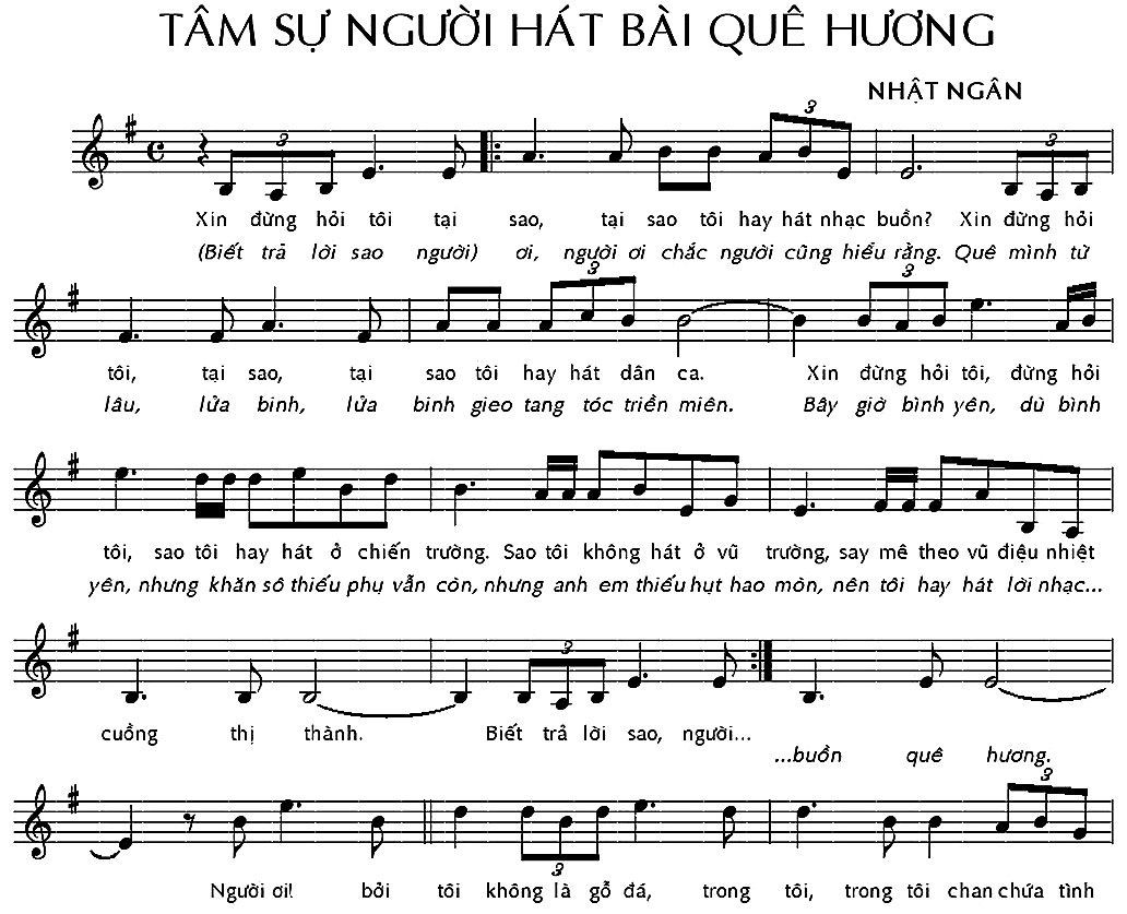 Tâm sự người hát bài quê hương ( sheet nhạc - hợp âm - bản nhạc có nốt )