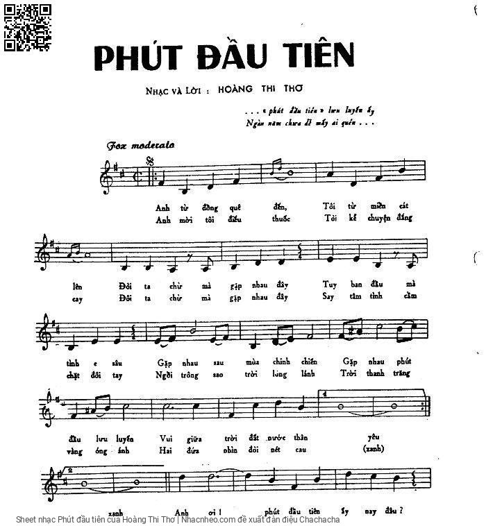 Sheet nhạc Phút đầu tiên PDF, Lời & hợp âm | Nhạc Nhẽo