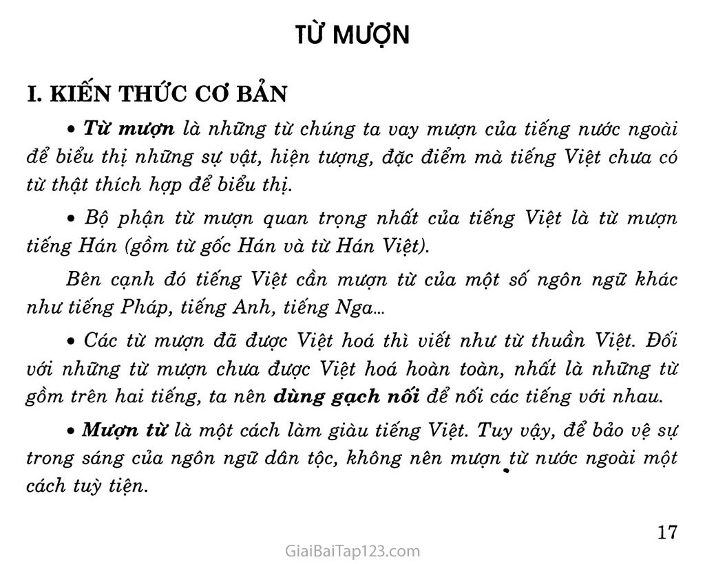 Soạn Văn 6: Từ mượn