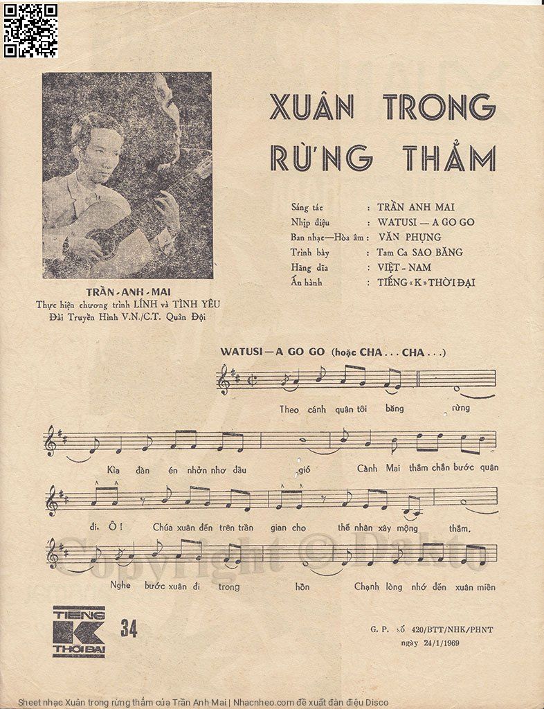 Sheet nhạc Xuân trong rừng thẳm PDF, Lời & hợp âm | Nhạc Nhẽo